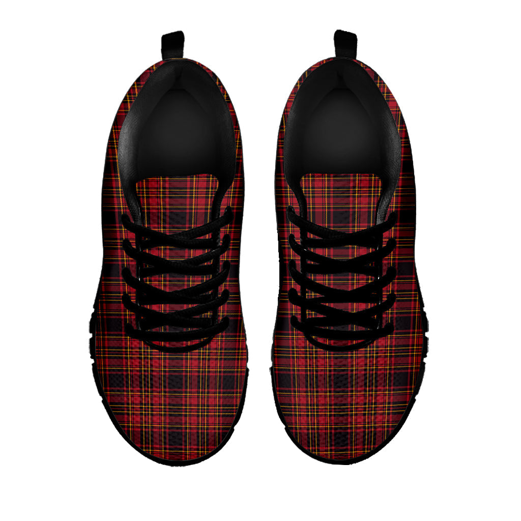 Red And Yellow Tartan Pattern Print Black Running Shoes
