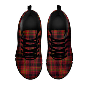 Red And Yellow Tartan Pattern Print Black Running Shoes