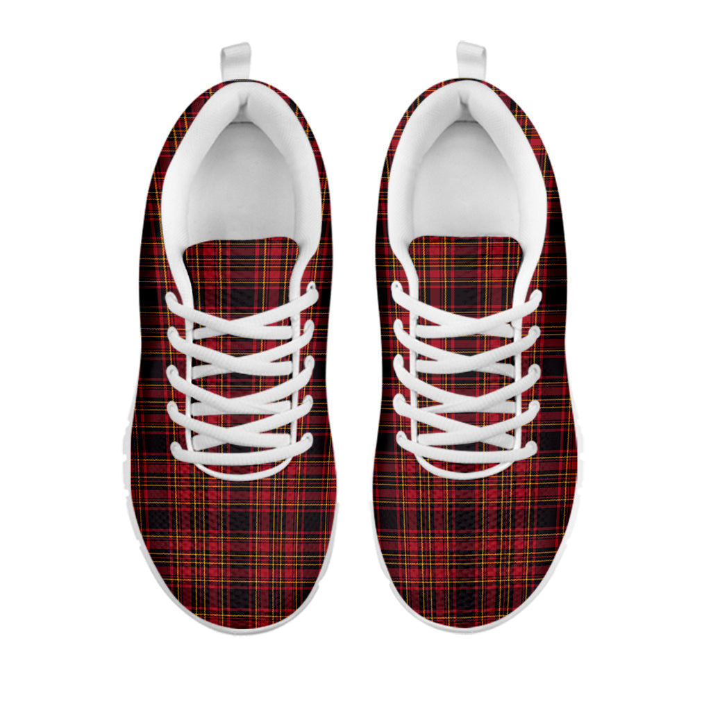 Red And Yellow Tartan Pattern Print White Running Shoes