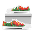 Red And Yellow Tulip Print White Low Top Sneakers
