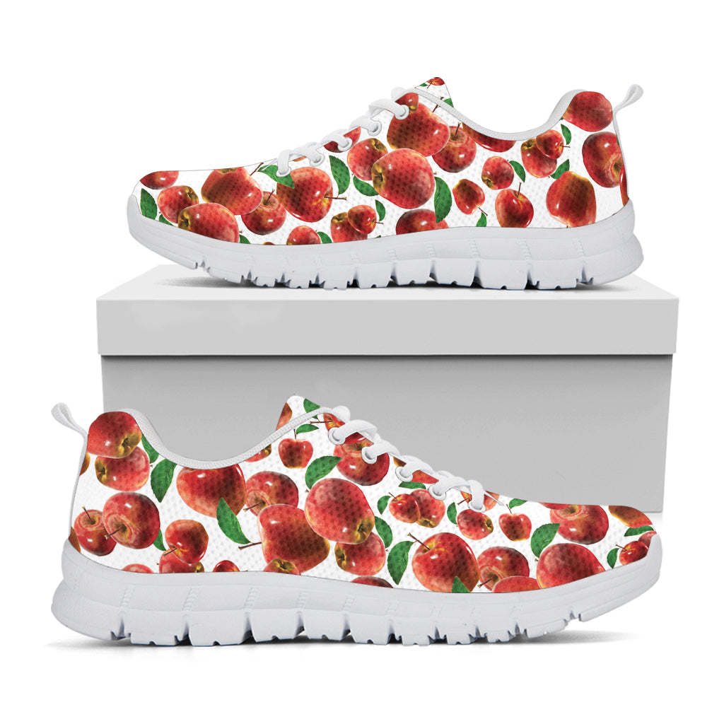 Red Apple Pattern Print White Running Shoes