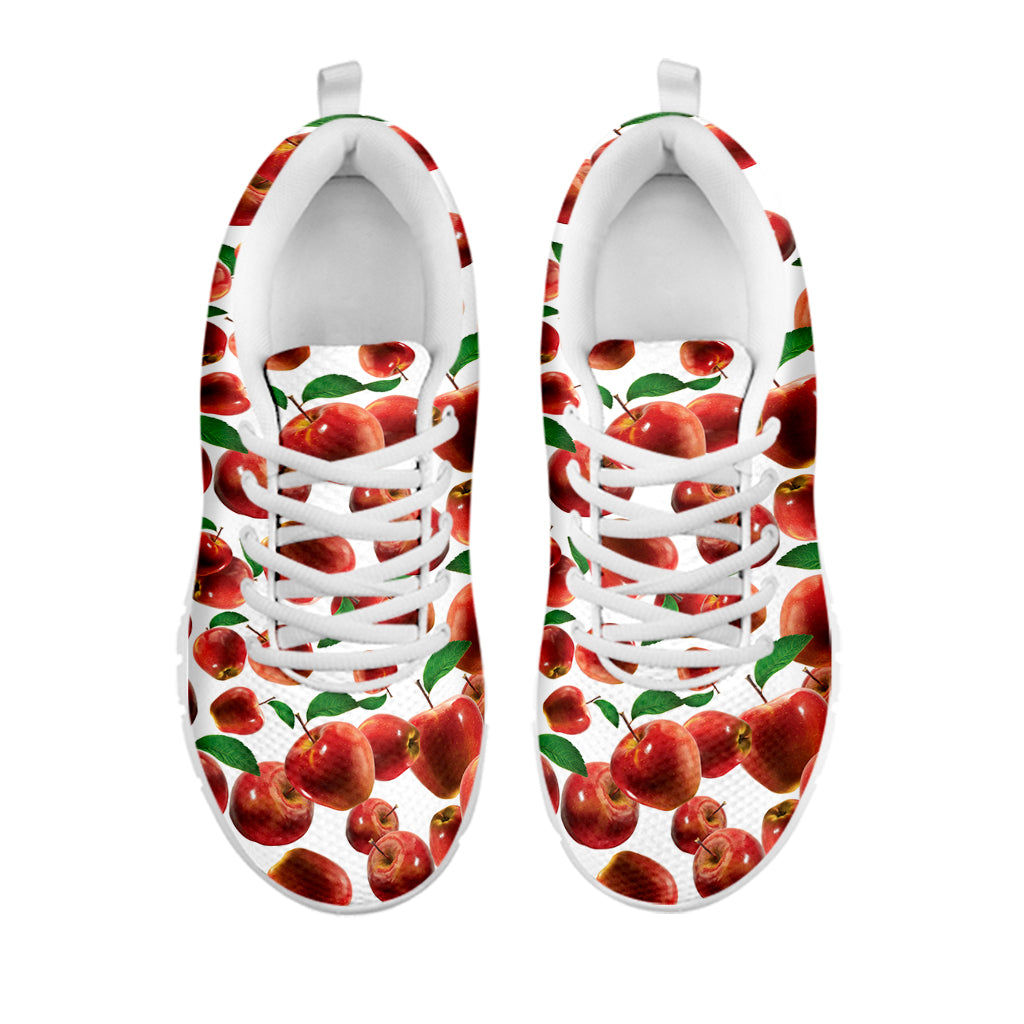 Red Apple Pattern Print White Running Shoes