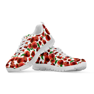 Red Apple Pattern Print White Running Shoes