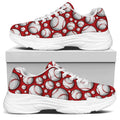 Red Baseball Pattern Print White Chunky Shoes