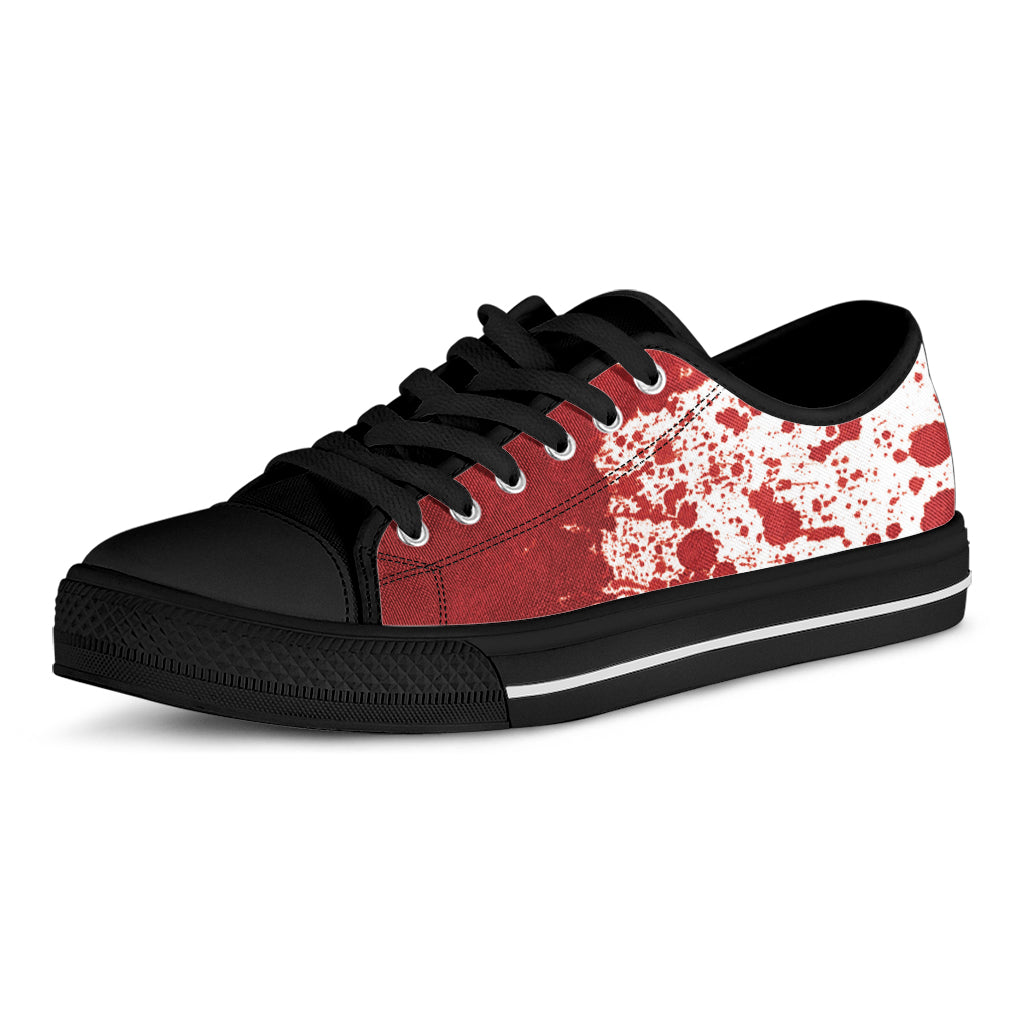 Red Blood Stains Print Black Low Top Sneakers