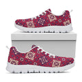 Red Boho Flower Pattern Print White Running Shoes