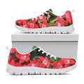 Red Bouvardia Print White Running Shoes