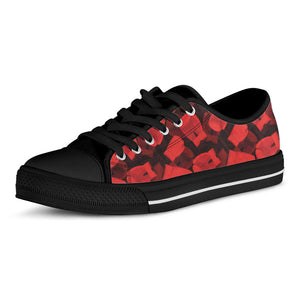 Red Boxing Gloves Pattern Print Black Low Top Sneakers