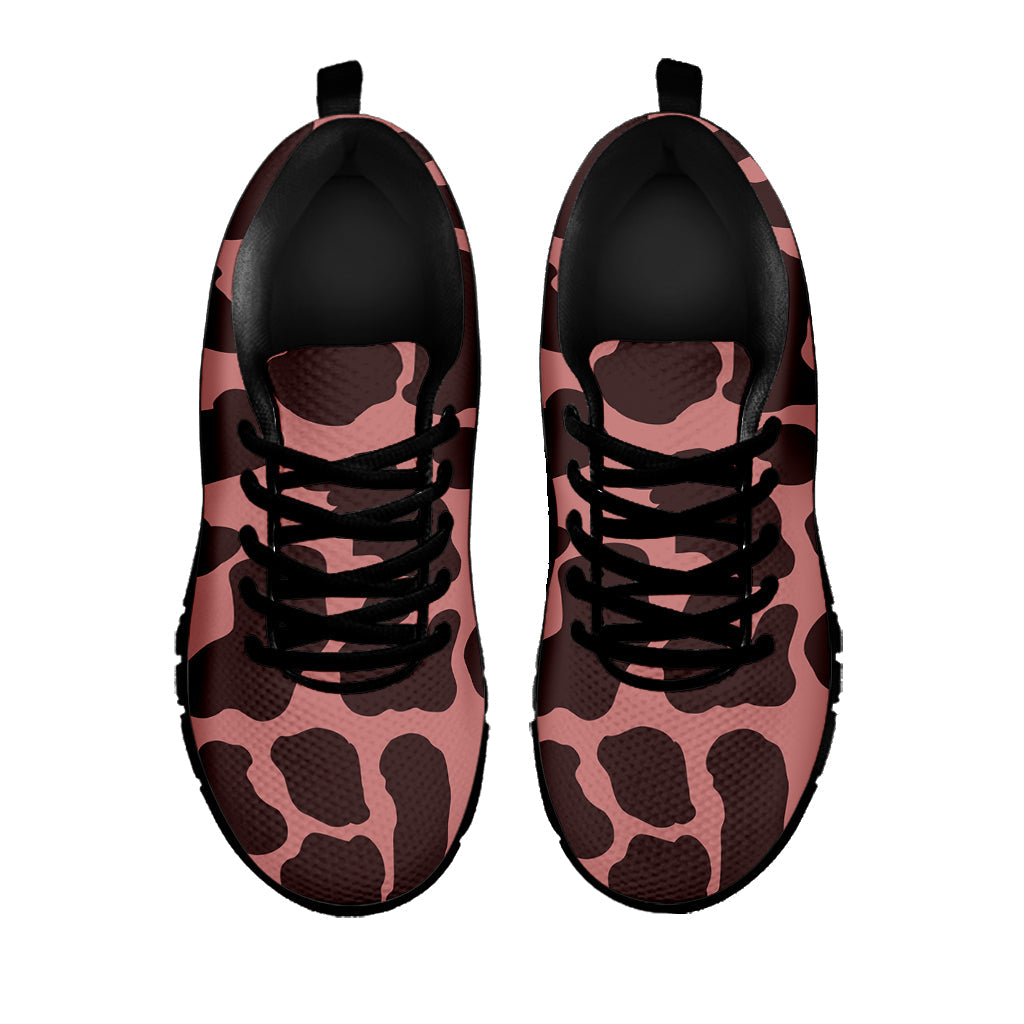 Red Brown Cow Print Black Running Shoes