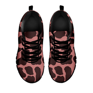 Red Brown Cow Print Black Running Shoes
