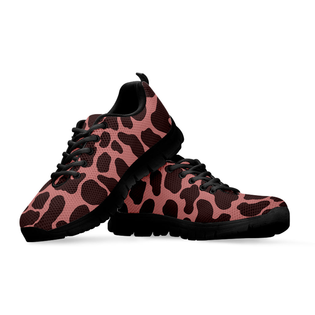 Red Brown Cow Print Black Running Shoes
