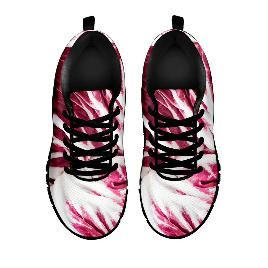 Red Cabbage Leaves Print Black Running Shoes