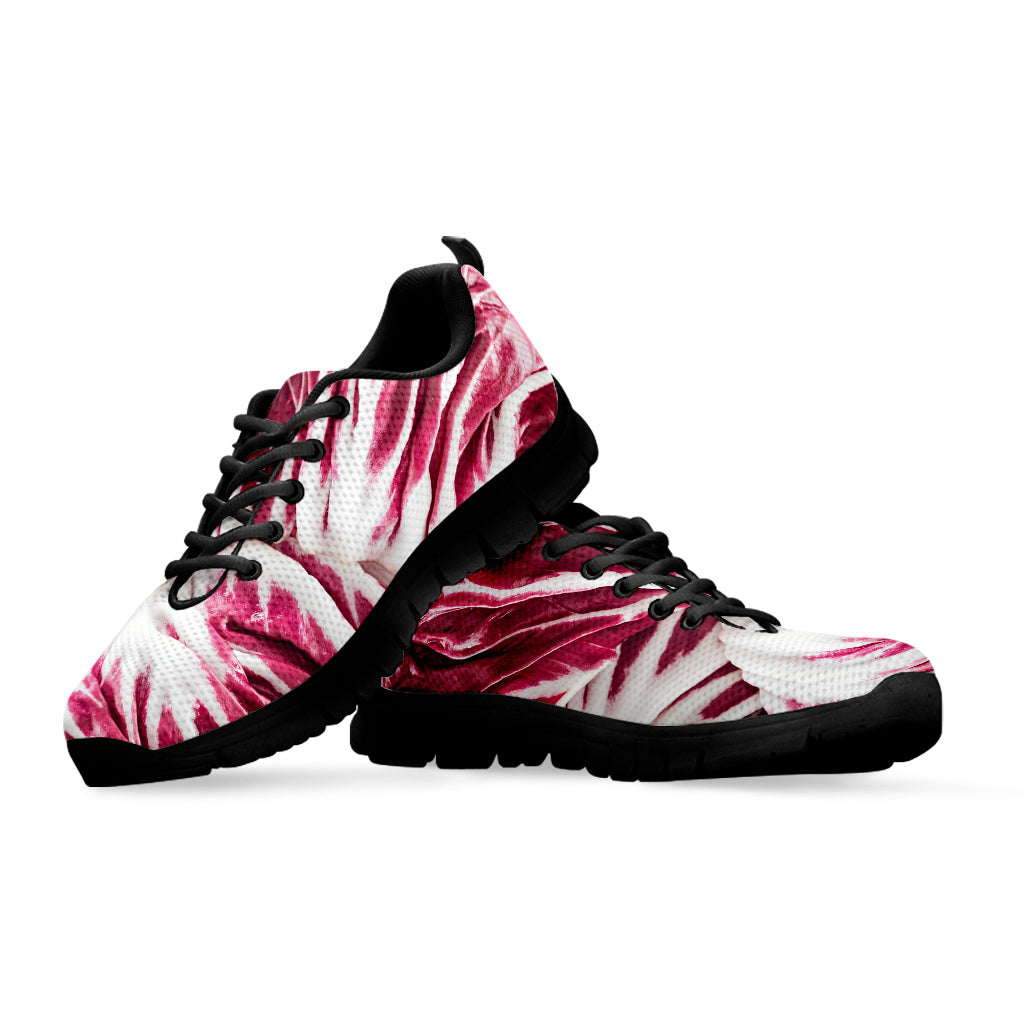 Red Cabbage Leaves Print Black Running Shoes