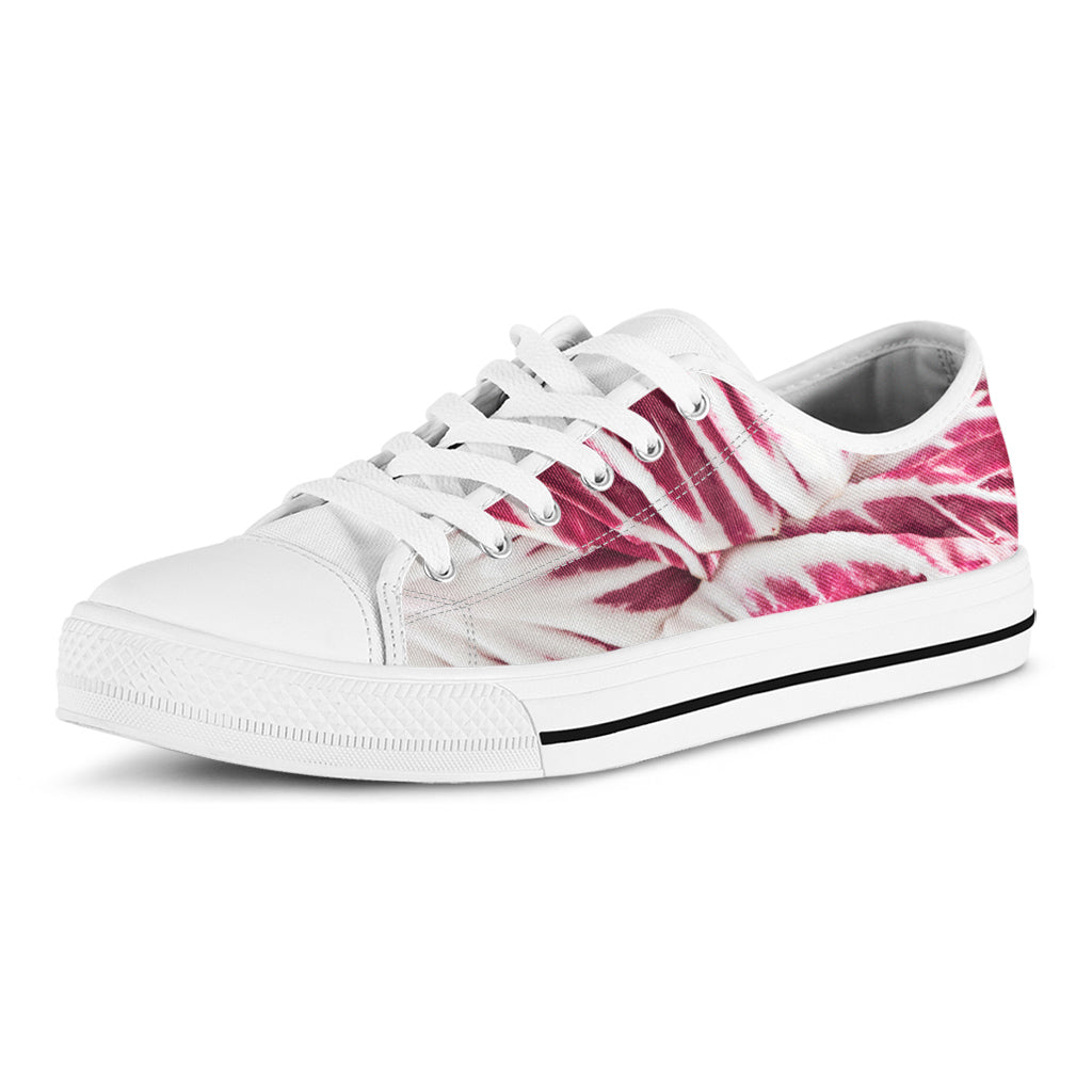 Red Cabbage Leaves Print White Low Top Sneakers