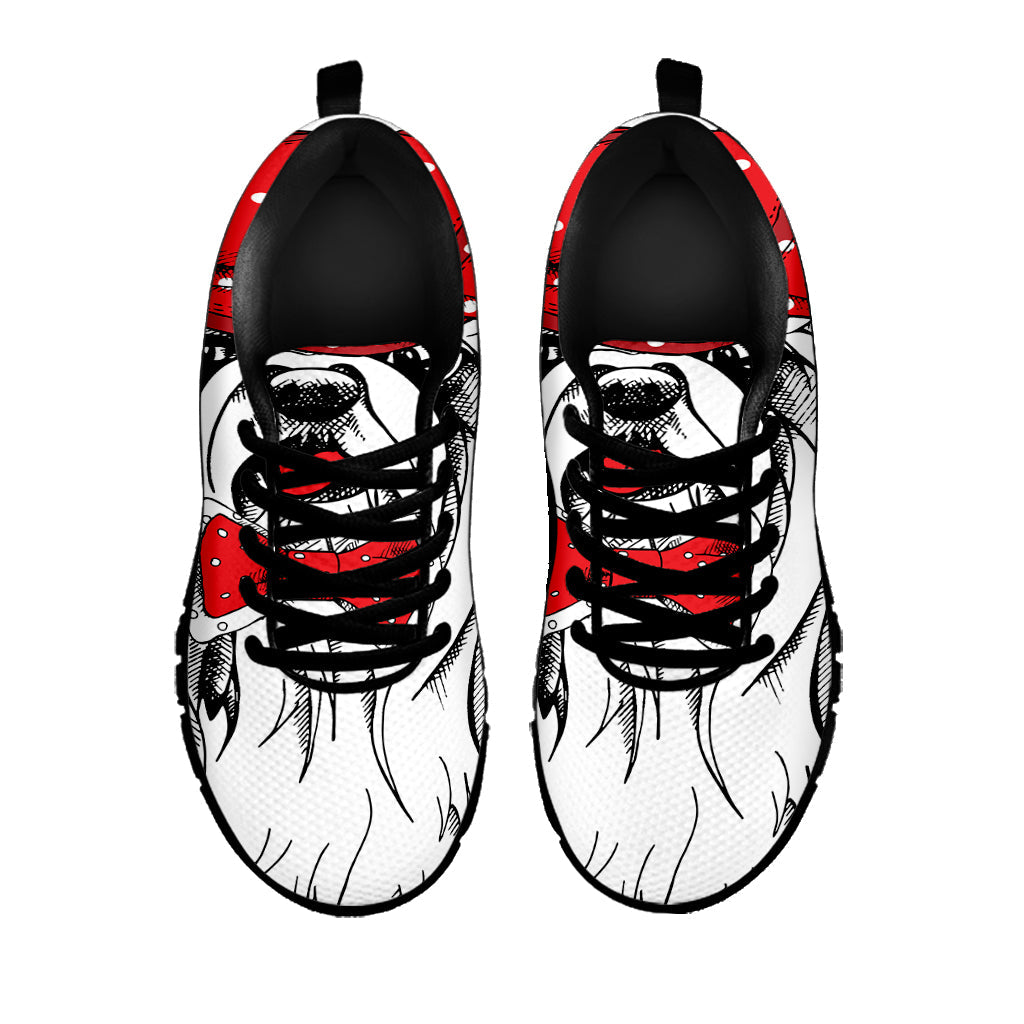 Red Cap Yorkshire Terrier Print Black Running Shoes