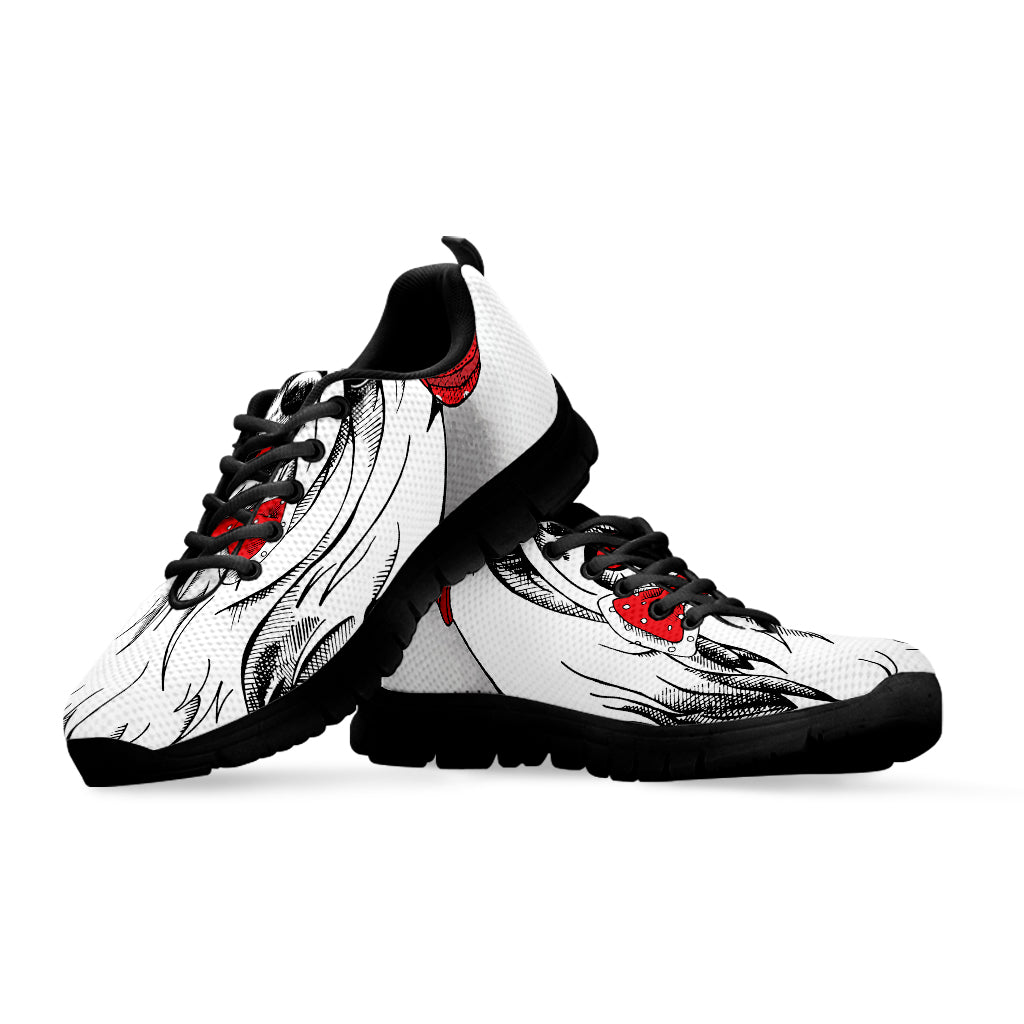 Red Cap Yorkshire Terrier Print Black Running Shoes