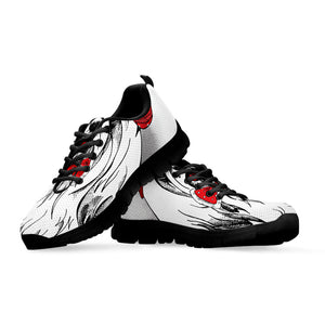 Red Cap Yorkshire Terrier Print Black Running Shoes