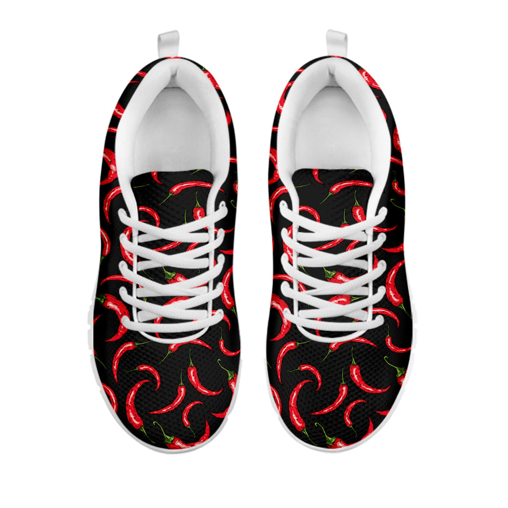 Red Chili Peppers Pattern Print White Running Shoes