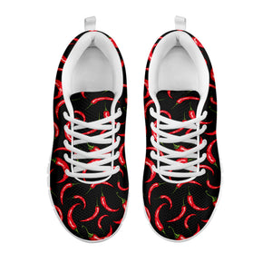 Red Chili Peppers Pattern Print White Running Shoes