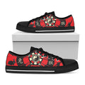 Red Chinese Zodiac Wheel Print Black Low Top Sneakers