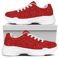Red (NOT Real) Glitter Print White Chunky Shoes