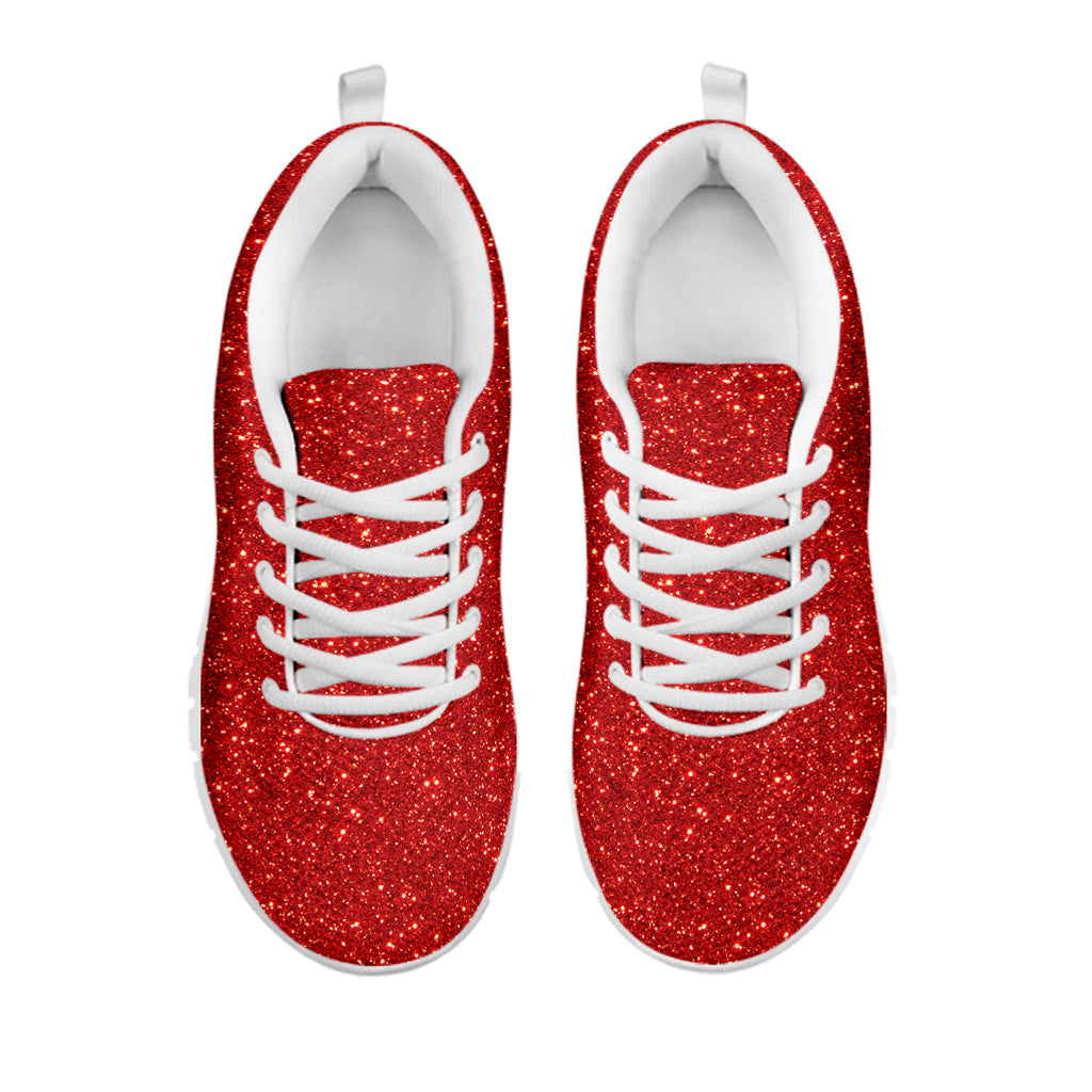 Red (NOT Real) Glitter Print White Running Shoes
