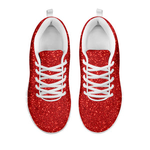 Red (NOT Real) Glitter Print White Running Shoes