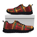 Red Green And Yellow Stewart Print Black Running Shoes