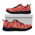 Red Hawaiian Tropical Pattern Print Black Running Shoes