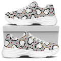 Red Heart And Penguin Pattern Print White Chunky Shoes