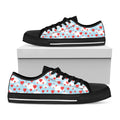 Red Heart Balloon Pattern Print Black Low Top Sneakers