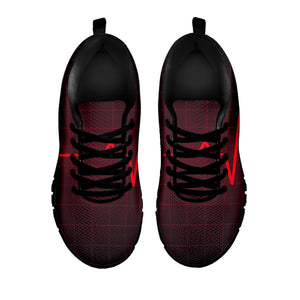 Red Heartbeat Print Black Running Shoes