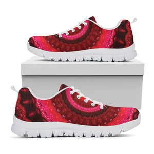 Red Kaleidoscope Print White Running Shoes