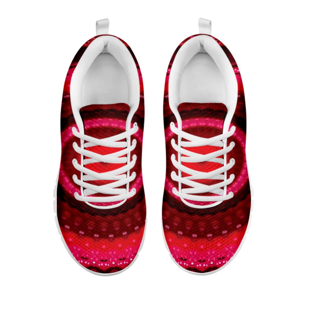 Red Kaleidoscope Print White Running Shoes