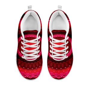 Red Kaleidoscope Print White Running Shoes