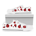 Red Ladybug Pattern Print White Low Top Sneakers