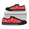 Red Paisley Bandana Print Black Low Top Sneakers