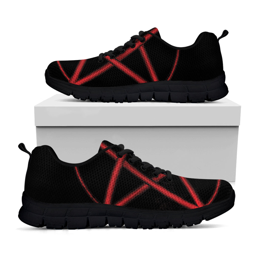 Red Pentagram Symbol Print Black Running Shoes
