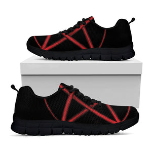 Red Pentagram Symbol Print Black Running Shoes
