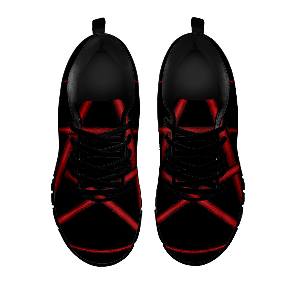 Red Pentagram Symbol Print Black Running Shoes