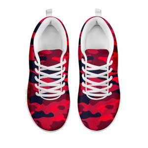 Red Pink And Black Camouflage Print White Running Shoes