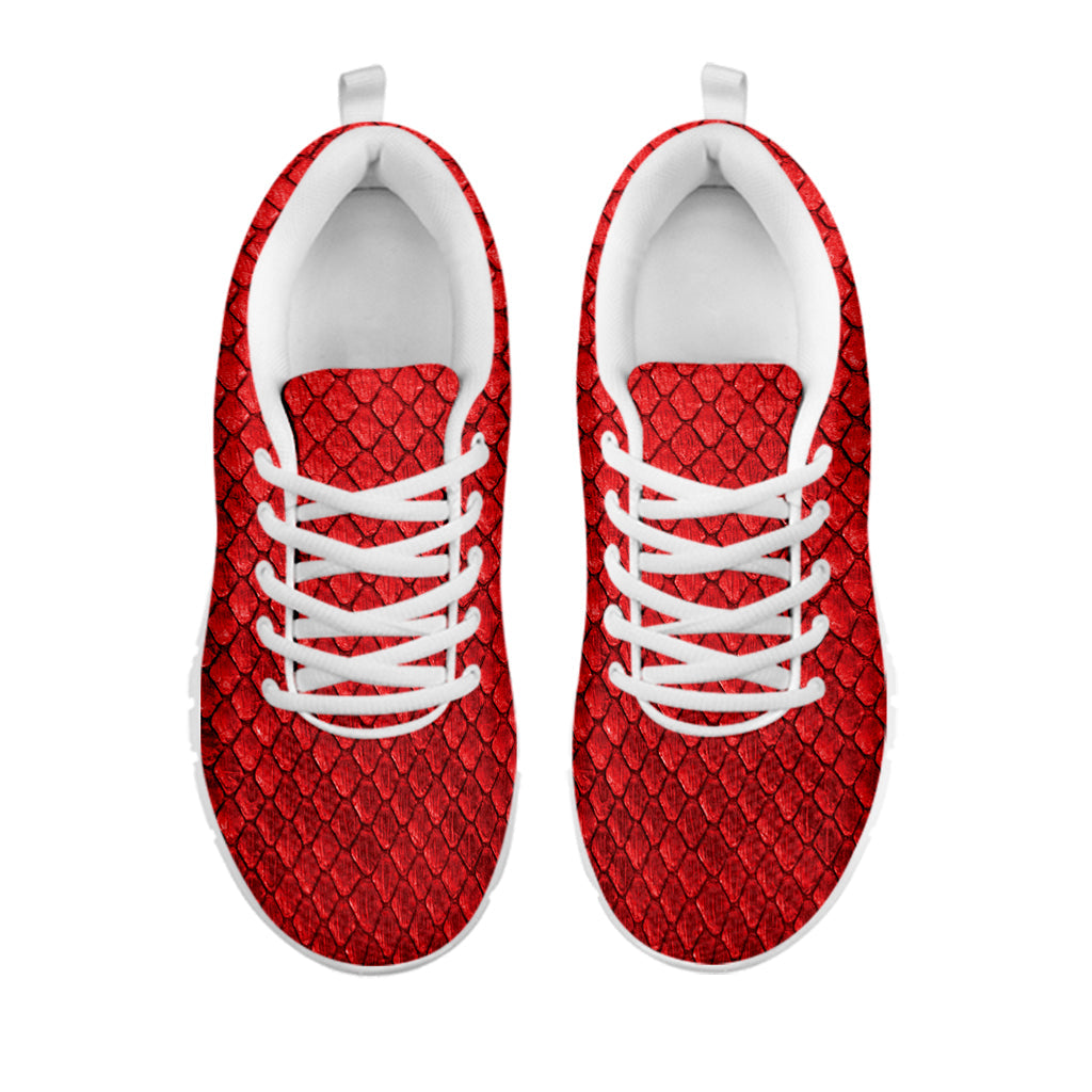 Red Python Snakeskin Print White Running Shoes