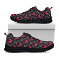 Red Rooster Pattern Print Black Running Shoes