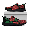 Red Roses Tattoo Print Black Running Shoes