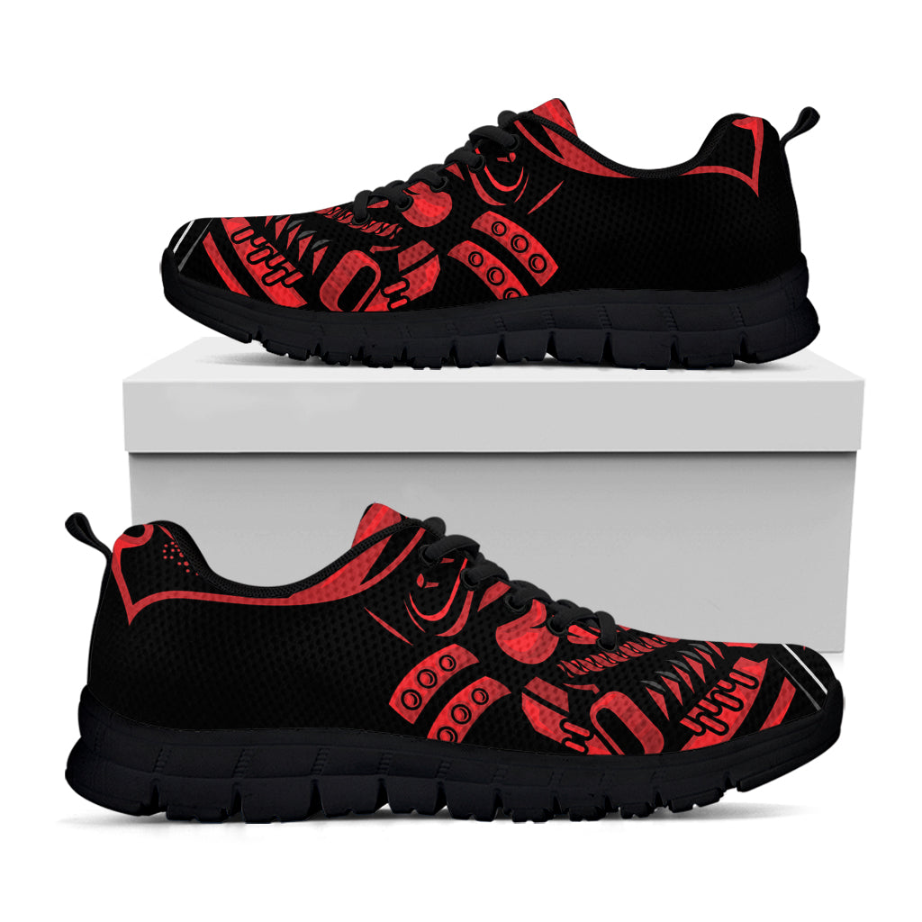 Red Samurai Mask Print Black Running Shoes