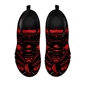 Red Samurai Mask Print Black Running Shoes