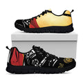 Red Sky And Golden Sun Samurai Print Black Running Shoes