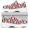 Red Striped USA Star Pattern Print White Chunky Shoes