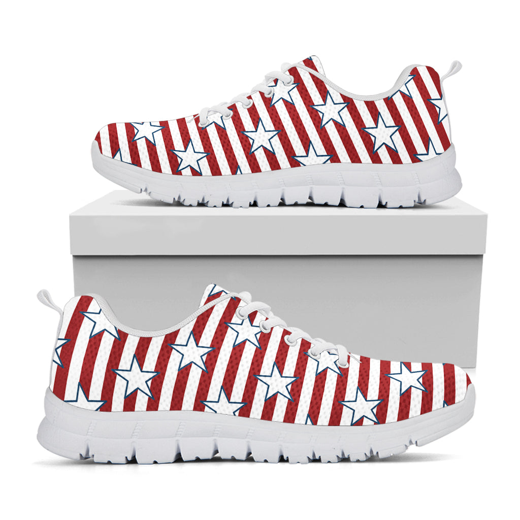 Red Striped USA Star Pattern Print White Running Shoes