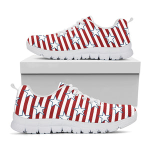 Red Striped USA Star Pattern Print White Running Shoes